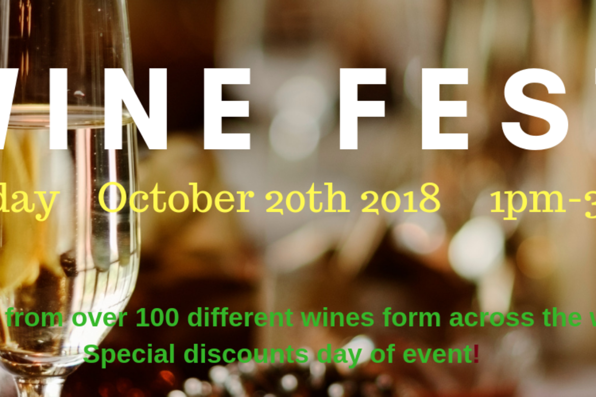 10th Anniversary Wine Fest October 20th 1-3pm