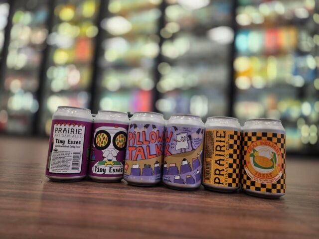 Some fun @prairieales 4 packs just arrived! 

Pillow talk stout with dry roasted peanuts and marshmallow

Thai delight sour with mango, flaked rice amd coconut cream

Tiny Esses sour with skittles 

All in store Redstone Liquors App and website