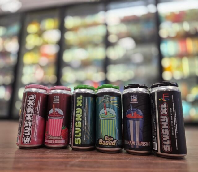 Fun new flavors of slushy XLs from 450 north just arrived in store Redstone Liquors App and website 

Baja based: mango and lime zest, citrus extract Mt. Dew flavor 

Dr simmons: strawberries & cherries and cream soda, strawberry cream and cola 

Graham turismo: blueberry, raspberry & strawberry w/ graham cracker and whipped cream