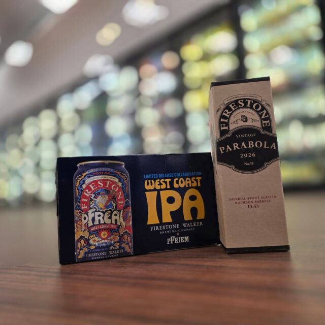 2026 @firestonewalker parabola barrel aged stout and new pfreal west coast ipa along with fresh union ajack and pivo pils (not pictured) now in store Redstone Liquors App and website