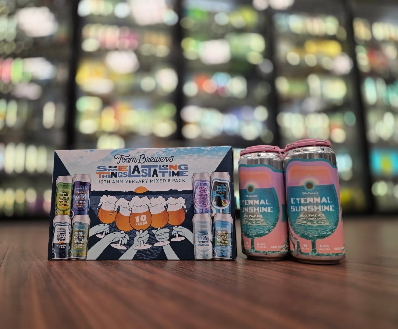 For their 10th anniversary @foambrewers has these limited run variety 8 packs with 8 different beers! Also a fresh run of eternal sunshine joins their flagship in store Redstone Liquors App and website