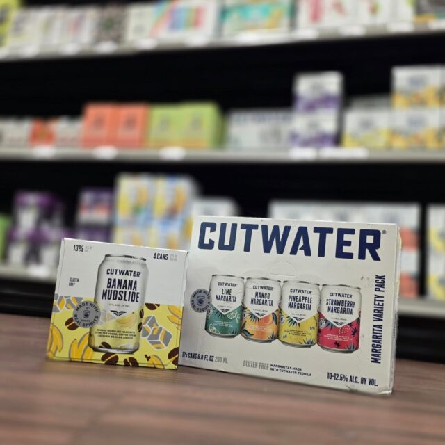 New limited edition @cutwaterspirits banana mudslide made with vodka, coffee cream liquor and banana along with margarita variety packs liquor joins the cutwater lineup in store Redstone Liquors App and website