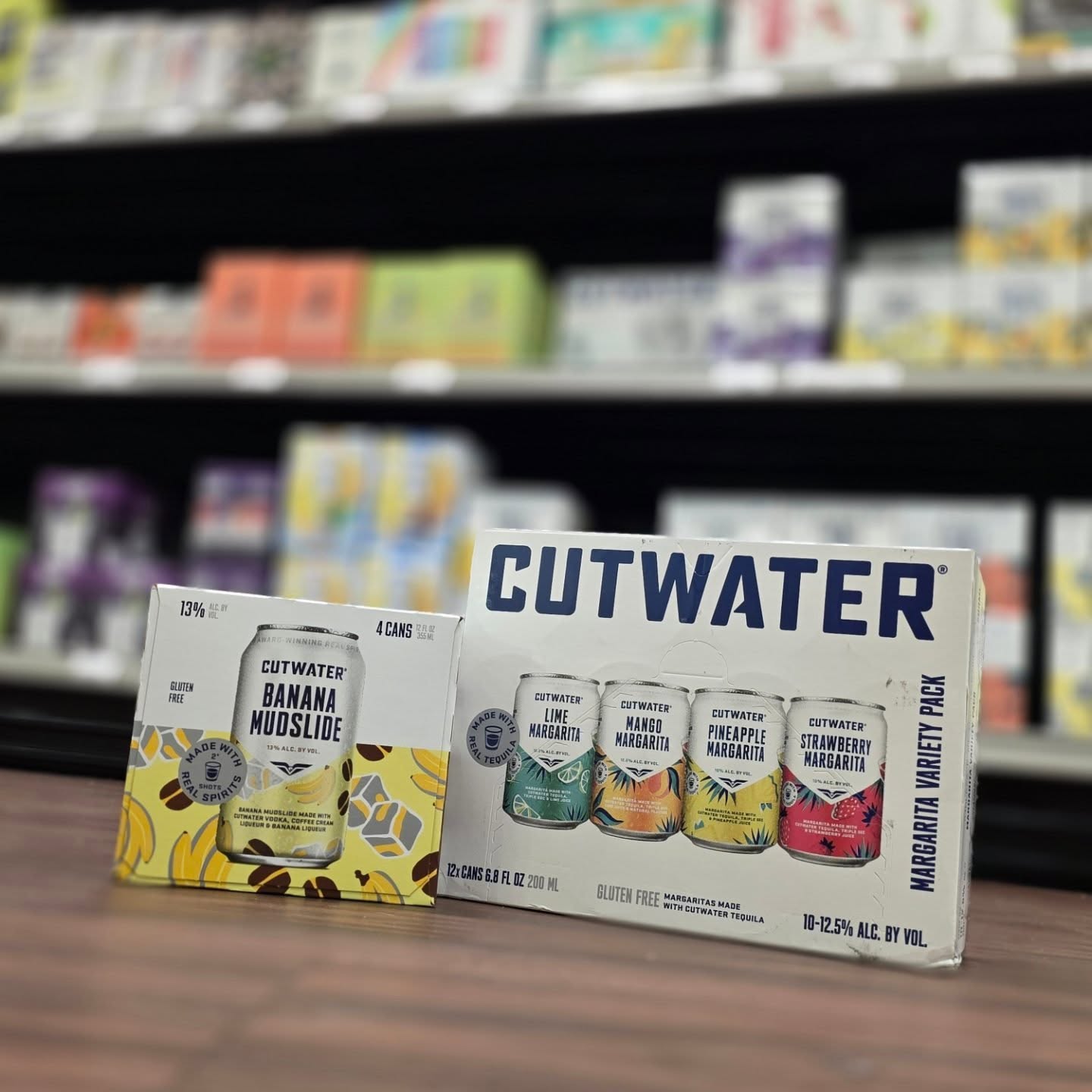 New limited edition @cutwaterspirits banana mudslide made with vodka, coffee cream liquor and banana along with margarita variety packs liquor joins the cutwater lineup in store Redstone Liquors App and website