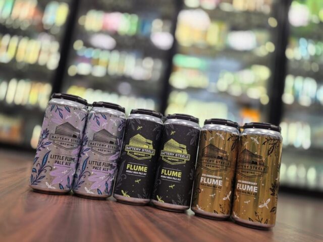 This week's edition of "wow, I used to love that beer!" @batterysteelebrewing lineup of flume lite, flume and 9th anniversary flume is the definition of big, bigger and biggest. All fresh and in store Redstone Liquors App and website