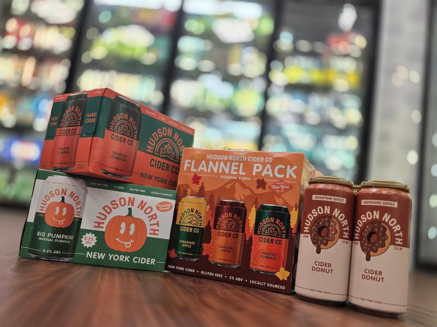 Ready or not.....Fall seasonals are starting to creep in!  @hudsonnorthcider with a drop of cider donut, toasted pumpkin, big pumpkin and new flannel pack are all in store Redstone Liquors App and website