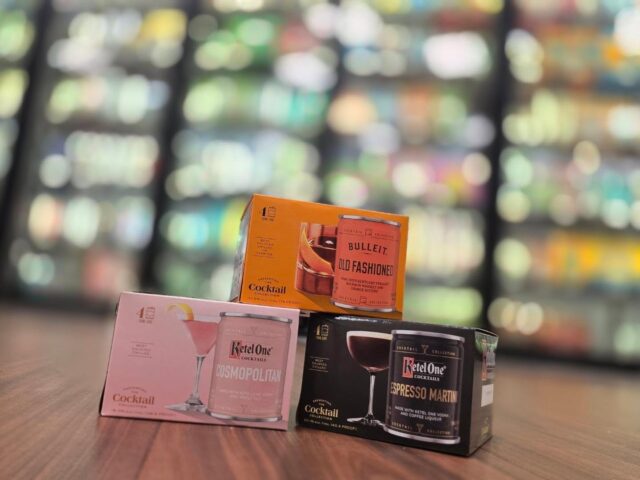 Even more convenient! New 4 pack mini cans of pre made @bulleit old fashioned and both @ketelone_us espresso martini and cosmopolitan cocktails now in store Redstone Liquors App and website