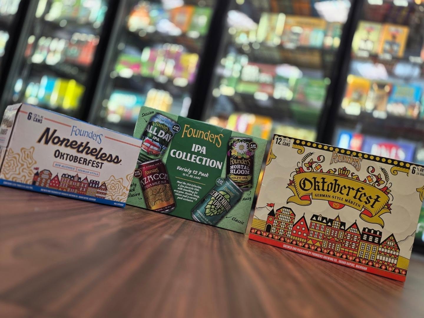 Fall lineup from @foundersbrewing includes a new ipa collection variety 12pk along with their Oktoberfest and a new #nonalcoholic version of the same now in store Redstone Liquors App and website