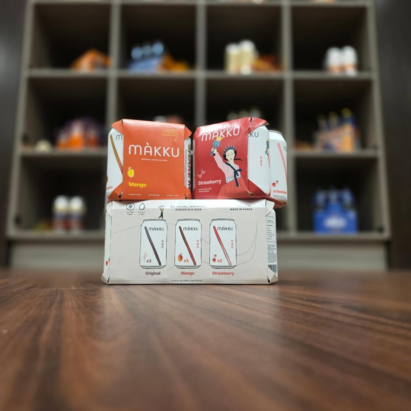 Say hello to @drinkmakku makgeolli (Korean rice beer) 4 pack cans of strawberrie and mango along with an 8pk Variety are now in store Redstone Liquors App and website
